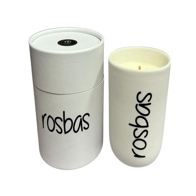 rosbas Black Sea Soy Wax Candle - 8 oz in Ceramic Jar - Boxed - Clean Burning for Seductive Aroma - White - Made in USA