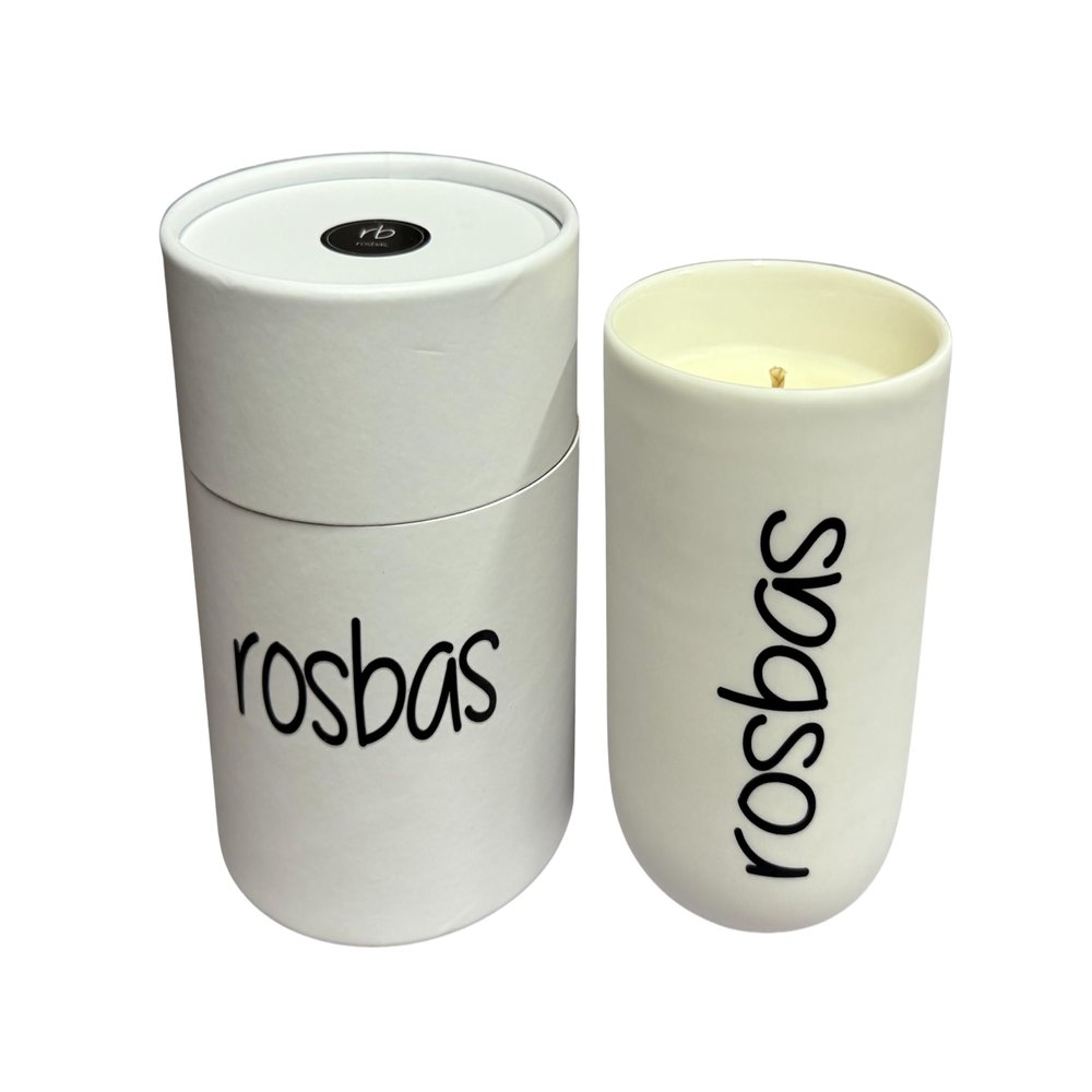 rosbas Black Sea Soy Wax Candle - 8 oz in Ceramic Jar - Boxed - Clean Burning for Seductive Aroma - White - Made in USA