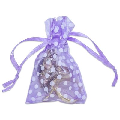 100-Pack 2x2.5 in Sheer Organza Gift Bags with Drawstring (X-Small) - Polka Dot (Lavender/White) - for Wedding Party Favors, Treats Mesh Pouch by The Display Guys