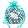 100-Pack 3x4 in Sheer Organza Gift Bags with Drawstring (Small) - Polka Dot (Teal/White) - for Wedding Party Favors, Treats Mesh Pouch by The Display Guys view 1
