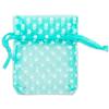 100-Pack 3x4 in Sheer Organza Gift Bags with Drawstring (Small) - Polka Dot (Teal/White) - for Wedding Party Favors, Treats Mesh Pouch by The Display Guys view 2