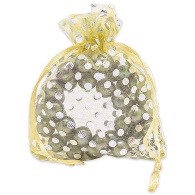 100-Pack 3x4 in Sheer Organza Gift Bags with Drawstring (Small) - Polka Dot (Gold/Silver) - for Wedding Party Favors, Treats Mesh Pouch by The Display Guys