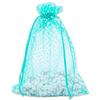 100-Pack 6x8 in Sheer Organza Gift Bags with Drawstring (Large) - Polka Dot (Teal/White) - for Wedding Party Favors, Treats Mesh Pouch by The Display Guys view 1