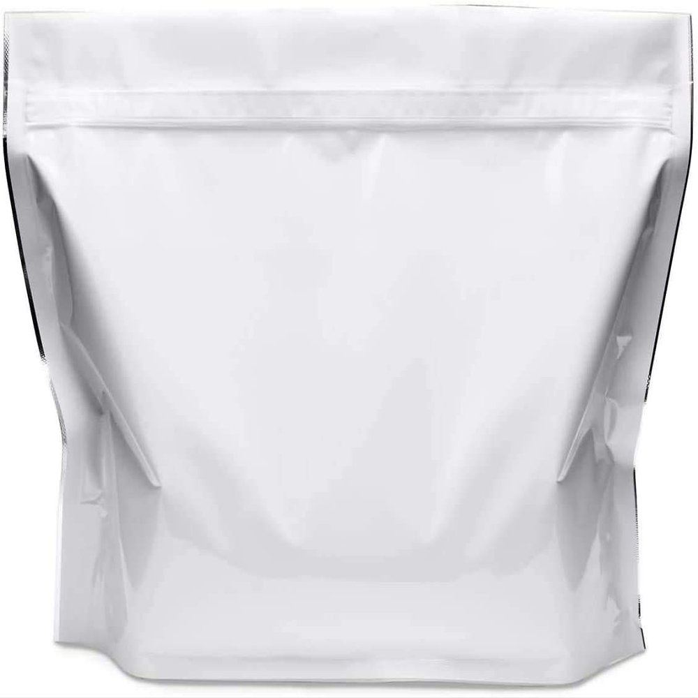 100 Pack White 12"x9"x4" Resealable Stand Up Pouch ASTM-D3475 Standard Child Resistant Exit Bags