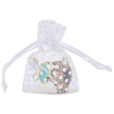 100-Pack 2x2.5 in Sheer Organza Gift Bags with Drawstring (X-Small) - Polka Dot (White/White) - for Wedding Party Favors, Treats Mesh Pouch by The Display Guys
