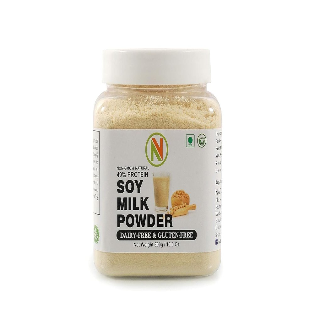NatureVit Soya Milk Powder  300g | Vegan, Non-GMO, 49% Plant-Based Protein | Sugar-Free, Lactose-Free Milk Alternative | Ideal for Beverages, Cooking & Tofu Making