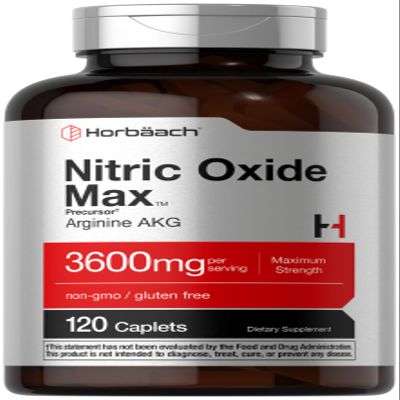 Horbach Nitric Oxide Max 3600mg | 120 Caplets | with Arginine AAKG for Men and Women | Vegetarian, Non-GMO, & Gluten Free Pre Workout Supplement