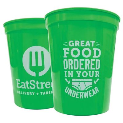 Balloons Tomorrow.com Personalized Party Cups Customized with your Message or Logo Reusable or Disposable 16 oz Plastic Stadium Cups - Lime Green