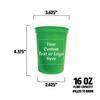 Balloons Tomorrow.com Personalized Party Cups Customized with your Message or Logo Reusable or Disposable 16 oz Plastic Stadium Cups - Lime Green view 3