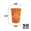 Balloons Tomorrow.com Personalized Party Cups Customized with your Message or Logo Reusable or Disposable 16 oz Plastic Stadium Cups - Orange view 3