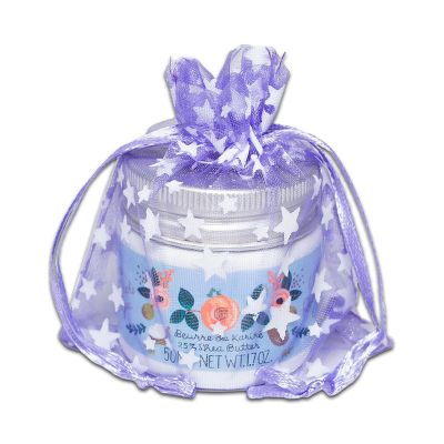 100-Pack 3x4 Sheer Organza Drawstring Gift Bags (Small) - Metallic Stars (Lavendar/White) - Wedding Party Favors, Jewelry, Candy, Treats Mesh Pouch by The Display Guys