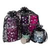 100-Pack 2x2.5 Sheer Organza Drawstring Gift Bags (X-Small) - Metallic Stars (Black/Silver) - Wedding Party Favors, Jewelry, Candy, Treats Mesh Pouch by The Display Guys view 3