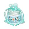 100-Pack 3x4 Sheer Organza Drawstring Gift Bags (Small) - Metallic Stars (Teal/White) - Wedding Party Favors, Jewelry, Candy, Treats Mesh Pouch by The Display Guys view 1