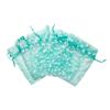 100-Pack 3x4 Sheer Organza Drawstring Gift Bags (Small) - Metallic Stars (Teal/White) - Wedding Party Favors, Jewelry, Candy, Treats Mesh Pouch by The Display Guys view 4
