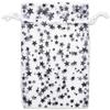 100-Pack 2x2.5 Sheer Organza Drawstring Gift Bags (X-Small) - Metallic Stars (White/Black) - Wedding Party Favors, Jewelry, Candy, Treats Mesh Pouch by The Display Guys view 1