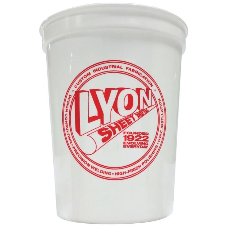 Balloons Tomorrow.com Personalized Party Cups Customized with your Message or Logo Reusable or Disposable 16 oz Plastic Stadium Cups - White
