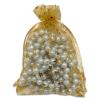 100-Pack 4x6 Sheer Organza Drawstring Gift Bags (Medium) - Metallic Stars (Gold/Gold) - Wedding Party Favors, Jewelry, Candy, Treats Mesh Pouch by The Display Guys view 1