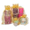 100-Pack 4x6 Sheer Organza Drawstring Gift Bags (Medium) - Metallic Stars (Gold/Gold) - Wedding Party Favors, Jewelry, Candy, Treats Mesh Pouch by The Display Guys view 3