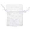 100-Pack 2x2.5 Sheer Organza Drawstring Gift Bags (X-Small) - Metallic Stars (White/White) - Wedding Party Favors, Jewelry, Candy, Treats Mesh Pouch by The Display Guys view 2
