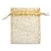 100-Pack 3x4 Sheer Organza Drawstring Gift Bags (Small) - Metallic Stars (Gold/White) - Wedding Party Favors, Jewelry, Candy, Treats Mesh Pouch by The Display Guys view 2