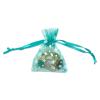 100-Pack 2x2.5 Sheer Organza Drawstring Gift Bags (X-Small) - Metallic Stars (Teal/White) - Wedding Party Favors, Jewelry, Candy, Treats Mesh Pouch by The Display Guys view 1