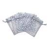 100-Pack 3x4 Sheer Organza Drawstring Gift Bags (Small) - Metallic Stars (Silver/White) - Wedding Party Favors, Jewelry, Candy, Treats Mesh Pouch by The Display Guys view 3