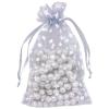 100-Pack 4x6 Sheer Organza Drawstring Gift Bags (Medium) - Metallic Stars (Silver/White) - Wedding Party Favors, Jewelry, Candy, Treats Mesh Pouch by The Display Guys view 1