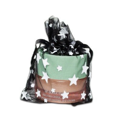 100-Pack 2x2.5 Sheer Organza Drawstring Gift Bags (X-Small) - Metallic Stars (Black/White) - Wedding Party Favors, Jewelry, Candy, Treats Mesh Pouch by The Display Guys
