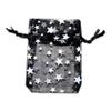 100-Pack 2x2.5 Sheer Organza Drawstring Gift Bags (X-Small) - Metallic Stars (Black/White) - Wedding Party Favors, Jewelry, Candy, Treats Mesh Pouch by The Display Guys view 2