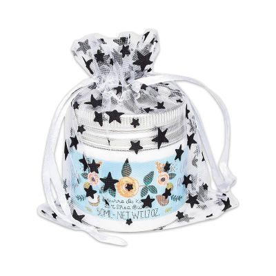100-Pack 3x4 Sheer Organza Drawstring Gift Bags (Small) - Metallic Stars (White/Black) - Wedding Party Favors, Jewelry, Candy, Treats Mesh Pouch by The Display Guys