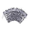 100-Pack 3x4 Sheer Organza Drawstring Gift Bags (Small) - Metallic Stars (White/Black) - Wedding Party Favors, Jewelry, Candy, Treats Mesh Pouch by The Display Guys view 3