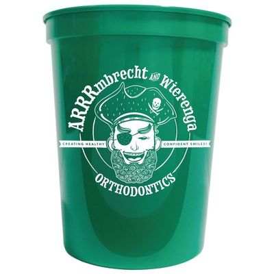 Balloons Tomorrow.com Personalized Party Cups Customized with your Message or Logo Reusable or Disposable 16 oz Plastic Stadium Cups - Medium Green