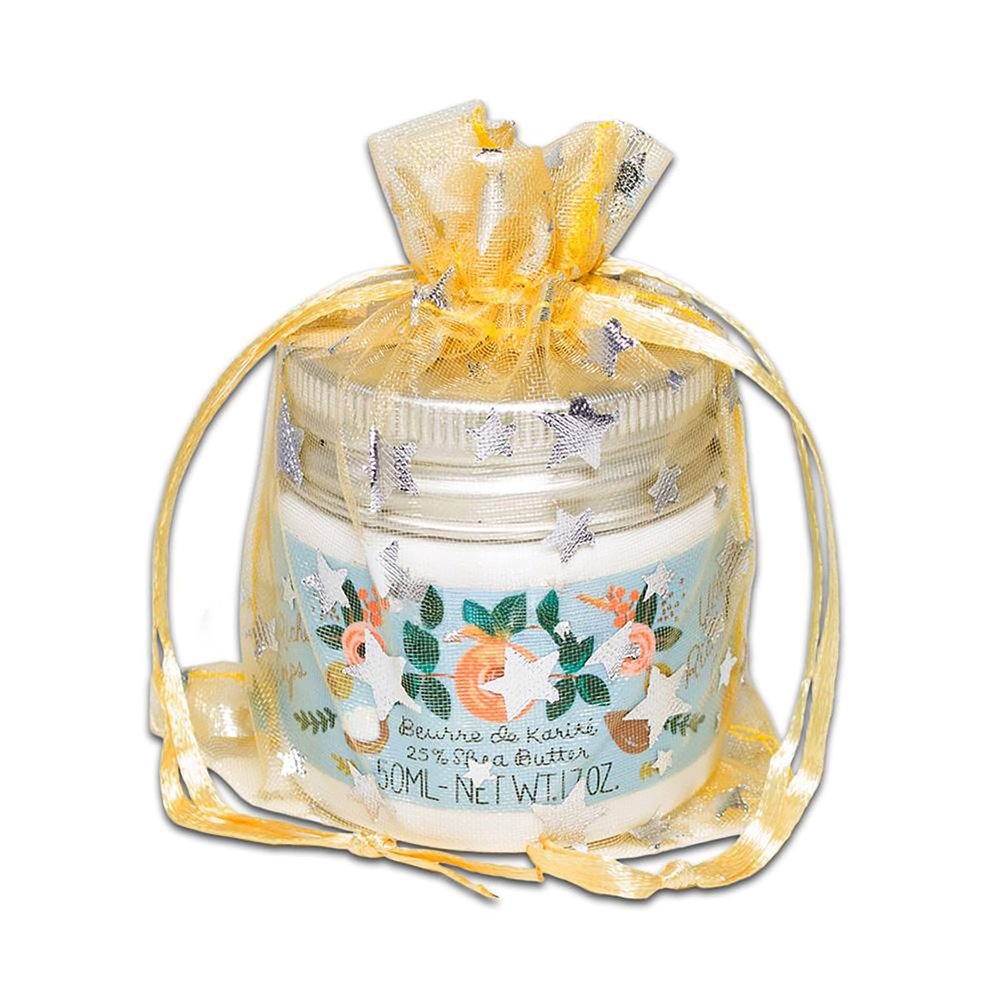 100-Pack 3x4 Sheer Organza Drawstring Gift Bags (Small) - Metallic Stars (Gold/Silver) - Wedding Party Favors, Jewelry, Candy, Treats Mesh Pouch by The Display Guys