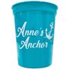 Balloons Tomorrow.com Personalized Party Cups Customized with your Message or Logo Reusable or Disposable 16 oz Plastic Stadium Cups - Teal view 1