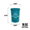 Balloons Tomorrow.com Personalized Party Cups Customized with your Message or Logo Reusable or Disposable 16 oz Plastic Stadium Cups - Teal view 3