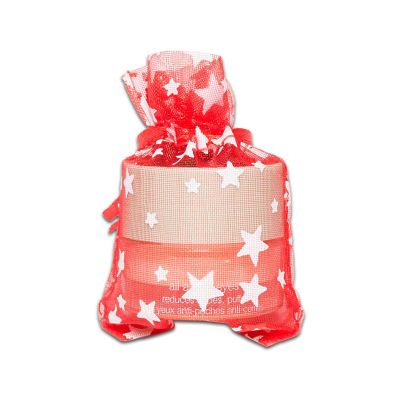 100-Pack 2x2.5 Sheer Organza Drawstring Gift Bags (X-Small) - Metallic Stars (Red/White) - Wedding Party Favors, Jewelry, Candy, Treats Mesh Pouch by The Display Guys