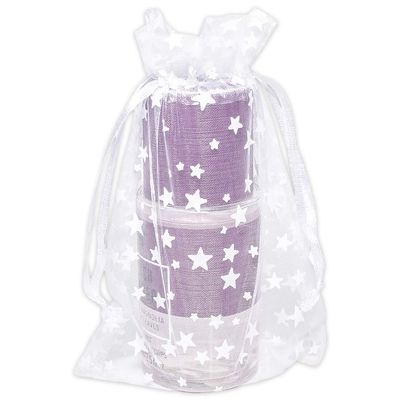 100-Pack 4x6 Sheer Organza Drawstring Gift Bags (Medium) - Metallic Stars (White/White) - Wedding Party Favors, Jewelry, Candy, Treats Mesh Pouch by The Display Guys
