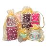 100-Pack 4x6 Sheer Organza Drawstring Gift Bags (Medium) - Metallic Stars (Gold/White) - Wedding Party Favors, Jewelry, Candy, Treats Mesh Pouch by The Display Guys view 3