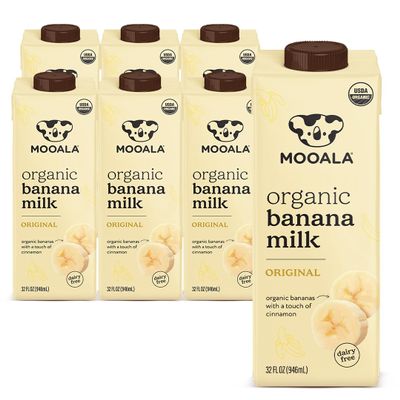 Mooala  Organic Original Bananamilk, 32 FL Oz (Pack of 6)  Shelf-Stable, Non-Dairy, Nut-Free, Gluten-Free, Plant-Based Beverage