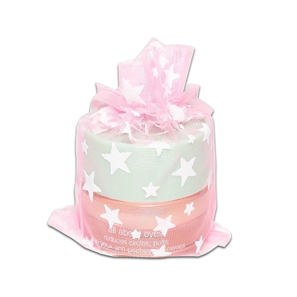 100-Pack 2x2.5 Sheer Organza Drawstring Gift Bags (X-Small) - Metallic Stars (Pink/White) - Wedding Party Favors, Jewelry, Candy, Treats Mesh Pouch by The Display Guys
