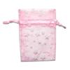 100-Pack 2x2.5 Sheer Organza Drawstring Gift Bags (X-Small) - Metallic Stars (Pink/White) - Wedding Party Favors, Jewelry, Candy, Treats Mesh Pouch by The Display Guys view 2