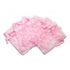 100-Pack 2x2.5 Sheer Organza Drawstring Gift Bags (X-Small) - Metallic Stars (Pink/White) - Wedding Party Favors, Jewelry, Candy, Treats Mesh Pouch by The Display Guys view 4