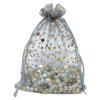 100-Pack 6x8 Sheer Organza Drawstring Gift Bags (Large) - Metallic Stars (Silver/Gold) - Wedding Party Favors, Jewelry, Candy, Treats Mesh Pouch by The Display Guys view 1