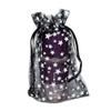 100-Pack 4x6 Sheer Organza Drawstring Gift Bags (Medium) - Metallic Stars (Black/White) - Wedding Party Favors, Jewelry, Candy, Treats Mesh Pouch by The Display Guys view 1