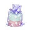 100-Pack 2x2.5 Sheer Organza Drawstring Gift Bags (X-Small) - Metallic Stars (Lavendar/White) - Wedding Party Favors, Jewelry, Candy, Treats Mesh Pouch by The Display Guys view 1