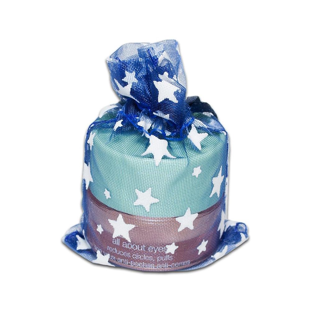 100-Pack 2x2.5 Sheer Organza Drawstring Gift Bags (X-Small) - Metallic Stars (Navy/White) - Wedding Party Favors, Jewelry, Candy, Treats Mesh Pouch by The Display Guys