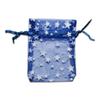 100-Pack 2x2.5 Sheer Organza Drawstring Gift Bags (X-Small) - Metallic Stars (Navy/White) - Wedding Party Favors, Jewelry, Candy, Treats Mesh Pouch by The Display Guys view 2
