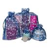 100-Pack 2x2.5 Sheer Organza Drawstring Gift Bags (X-Small) - Metallic Stars (Navy/White) - Wedding Party Favors, Jewelry, Candy, Treats Mesh Pouch by The Display Guys view 3