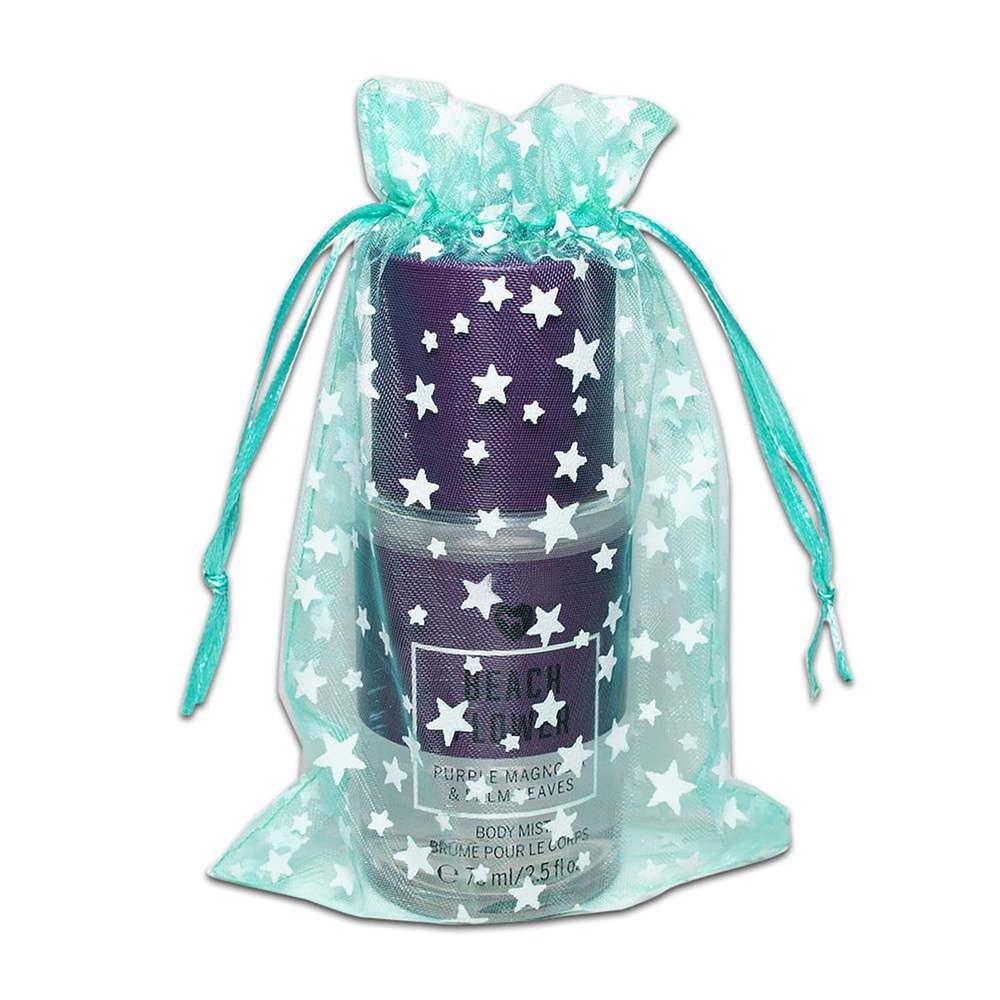 100-Pack 4x6 Sheer Organza Drawstring Gift Bags (Medium) - Metallic Stars (Teal/White) - Wedding Party Favors, Jewelry, Candy, Treats Mesh Pouch by The Display Guys
