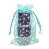 100-Pack 4x6 Sheer Organza Drawstring Gift Bags (Medium) - Metallic Stars (Teal/White) - Wedding Party Favors, Jewelry, Candy, Treats Mesh Pouch by The Display Guys view 1